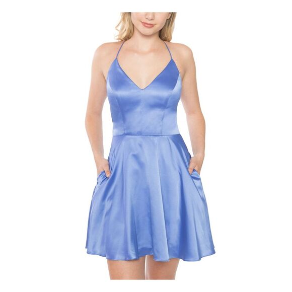 B DARLIN Womens Blue Skater Sleeveless Short Dress 11\12 - Picture 1 of 3